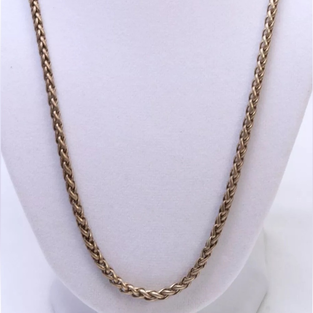 Esquire Mens Gold Plated Sterling Silver Wheat Chain Necklace